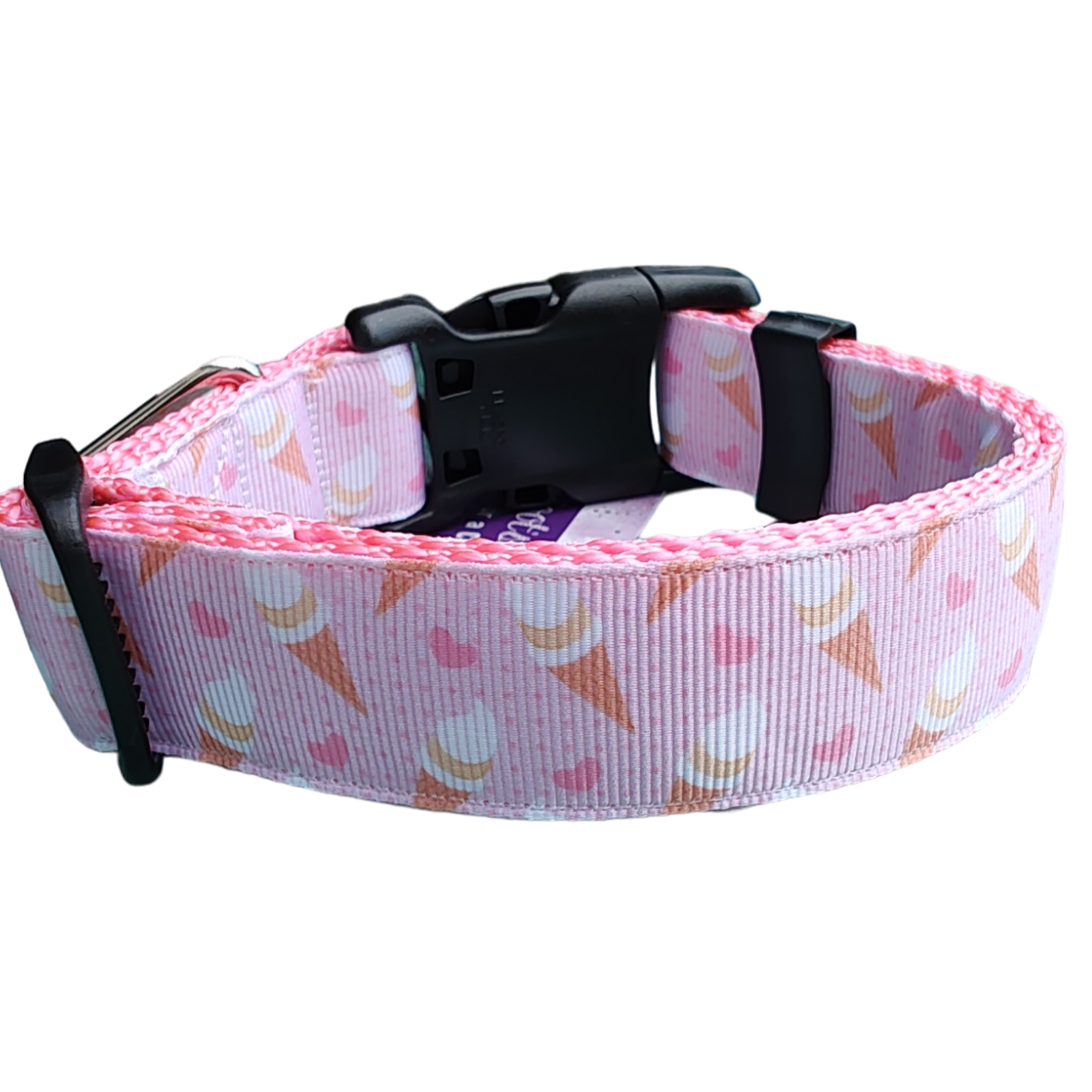 Ice Cream Pink Nylon Dog Collar MD, LG, XL, Leash | Purrfect Pet Kingdom