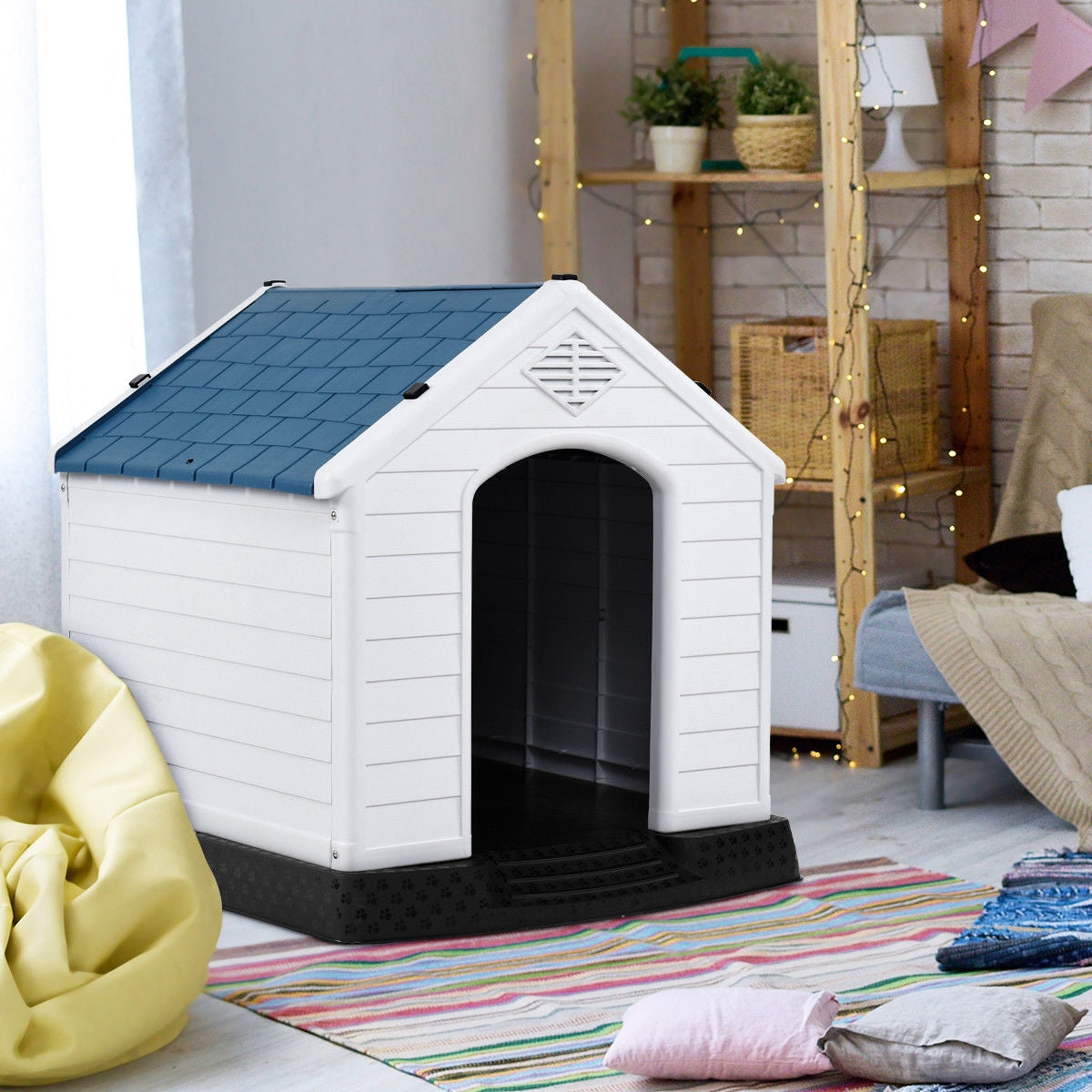 Indoor/Outdoor Waterproof Plastic Dog House Pet Puppy Shelter | Purrfect Pet Kingdom