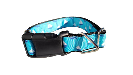 Dog Collar Sailboats Nautical Ocean Beach Sailing Pattern Nylon