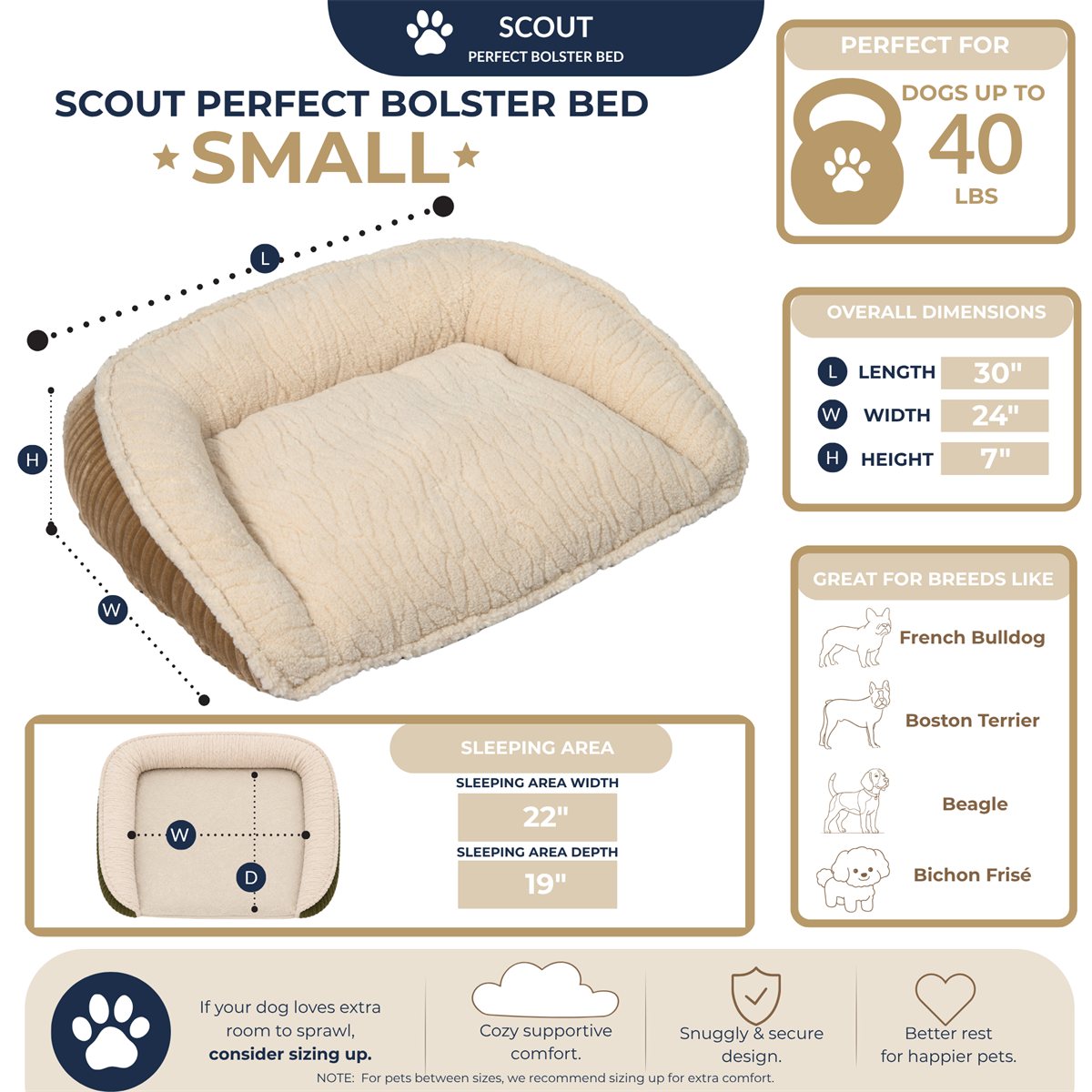 Dog Bed Scout Perfect Bolster Soft Orthopedic Sleeping