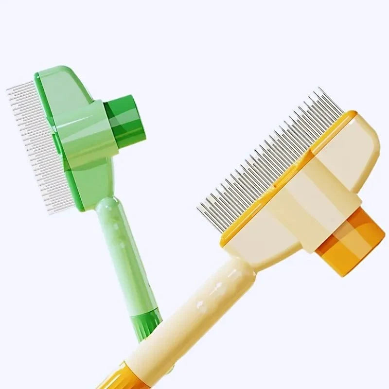 Dog Slicker Brush Self-Cleaning Stainless Steel Dematting Comb - Detail Angle 4 | Majestic Pet Kingdom