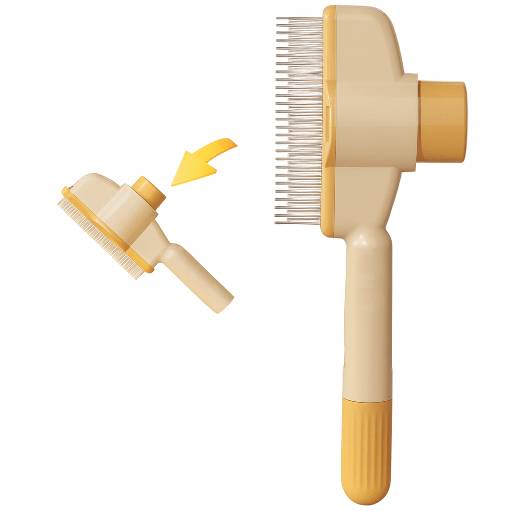 Dog Slicker Brush Self-Cleaning Stainless Steel Dematting Comb - Main Feature View | Majestic Pet Kingdom