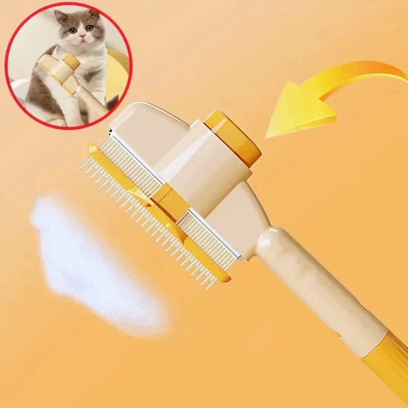 Dog Slicker Brush Self-Cleaning Stainless Steel Dematting Comb - Detail Angle 2 | Majestic Pet Kingdom