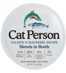 Cat Person Cat Shredded Salmon & Mackerel In Broth 2.75oz - Majestic Pet Kingdom