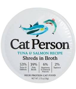 Cat Person Cat Shredded Tuna & Salmon In Broth 2.75oz - Majestic Pet Kingdom