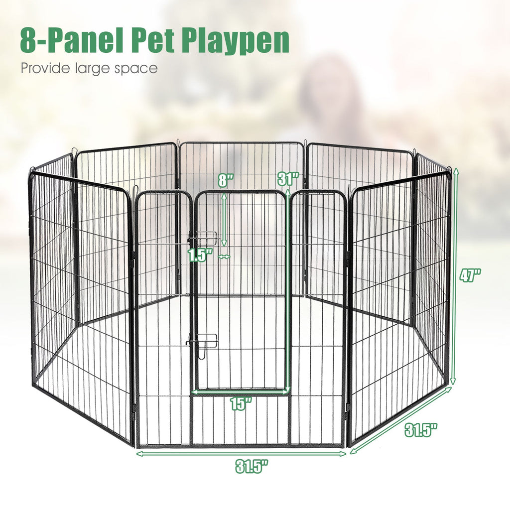 8 Metal Panel Heavy Duty Pet Playpen Dog Fence with Door-48 inches - Majestic Pet Kingdom