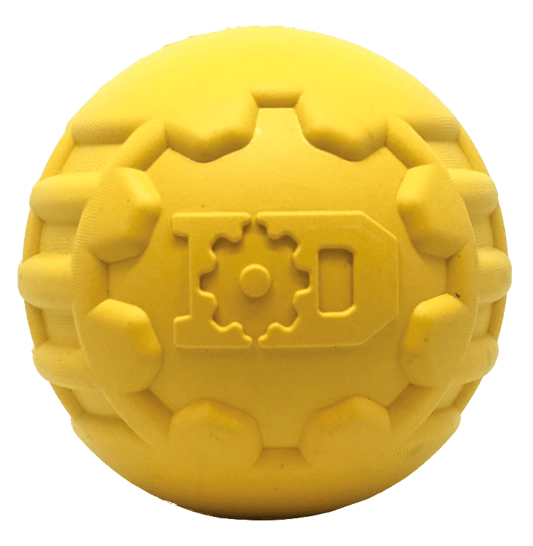 Dog Chew Toy Industrial Ball Yellow Rubber Heavy Chewer USA