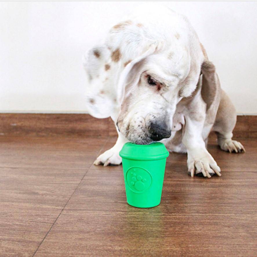 Dog Chew Toy Coffee Cup Treat Dispenser Rubber Power Chewers