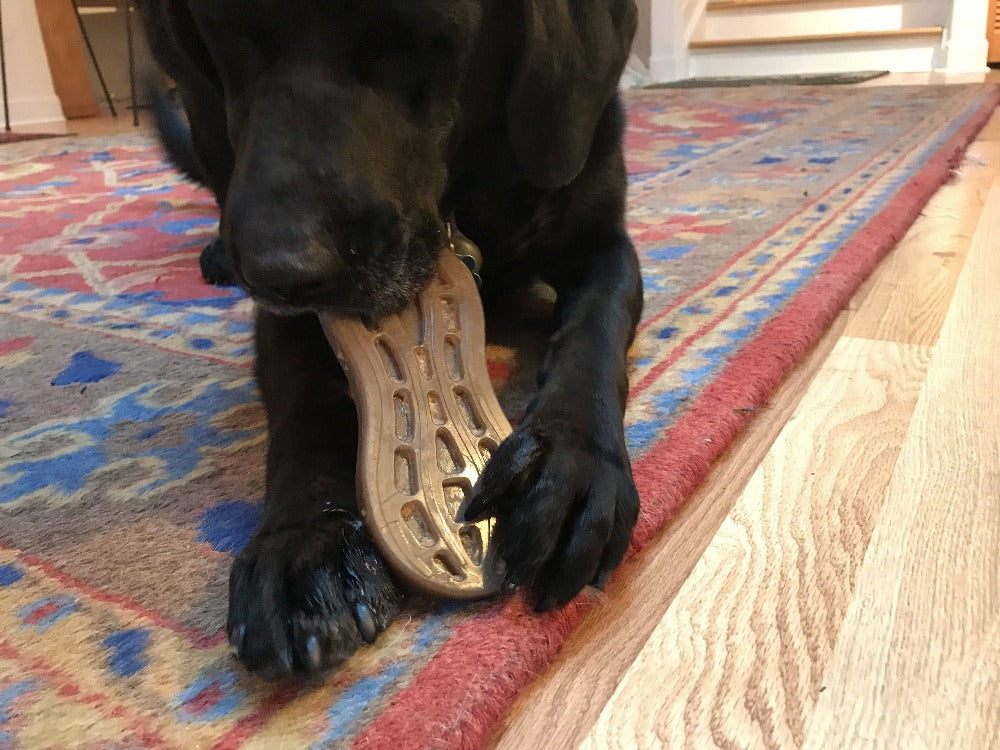 Dog Chew Toy Peanut Shape Nylon Heavy Duty Power Chewers USA - Detail Angle 5 | Majestic Pet Kingdom