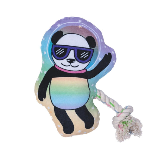 Space Panda Plush Dog Toy with Squeaker & Crinkle