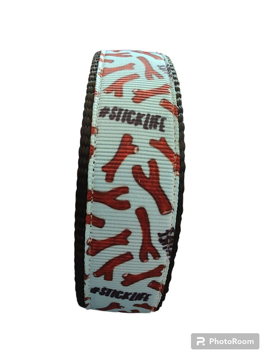 Dog Collar Stick Life Black Novelty Fetch Humor Typography Nylon