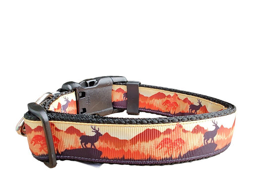Dog Collar Sunset Forest Black Tree Landscape Nature Printed Nylon