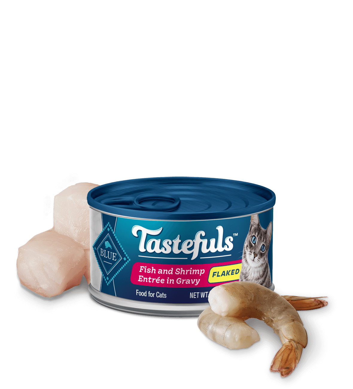 Blue Buffalo Tastefuls Adult Flaked Fish and Shrimp in Gravy Entree Wet Cat Cans (3oz) - Majestic Pet Kingdom