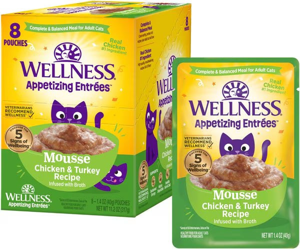 Wellness Appetizing Entrees Chicken & Turkey Mousse Cat (1.4oz) - Majestic Pet Kingdom