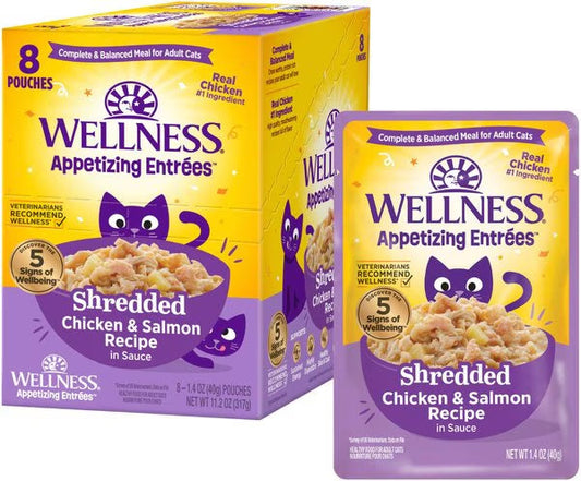 Wellness Appetizing Entrees Shredded Chicken & Salmon Cat (1.4oz) - Majestic Pet Kingdom