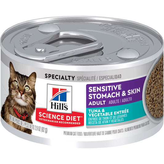 Hill's Science Diet Sensitive Stomach & Skin Canned Cat Food, Tuna & Vegetable Entrée (2.9oz) - Majestic Pet Kingdom