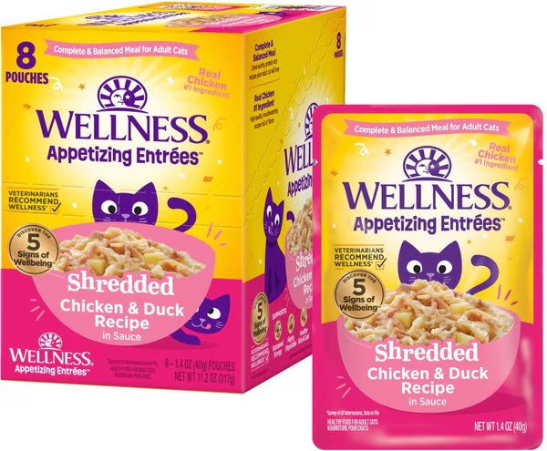 Wellness Appetizing Entrees Shredded Chicken & Duck Cat (1.4oz) - Majestic Pet Kingdom