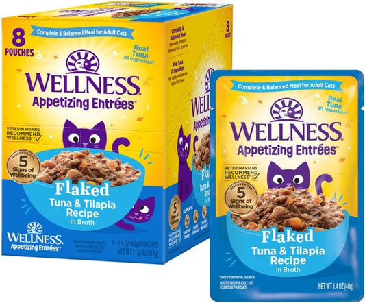 Wellness Appetizing Entrees Flaked Tuna & Tilapia Cat (1.4oz) - Majestic Pet Kingdom