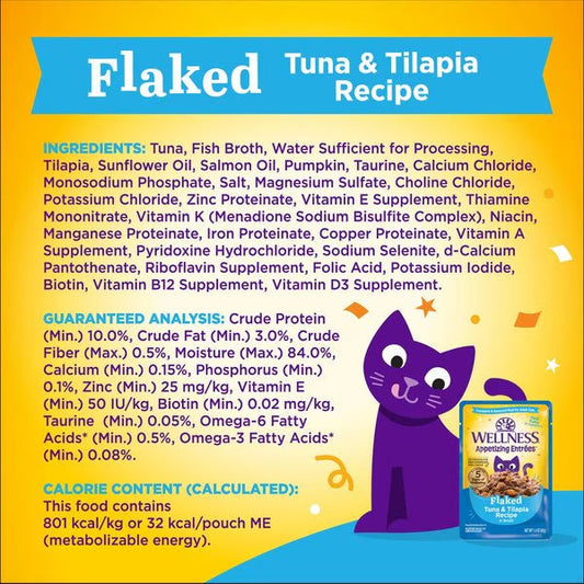 Wellness Appetizing Entrees Flaked Tuna & Tilapia Cat (1.4oz) - Majestic Pet Kingdom