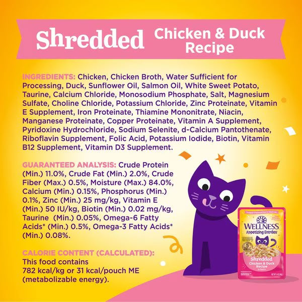 Wellness Appetizing Entrees Shredded Chicken & Duck Cat (1.4oz) - Majestic Pet Kingdom