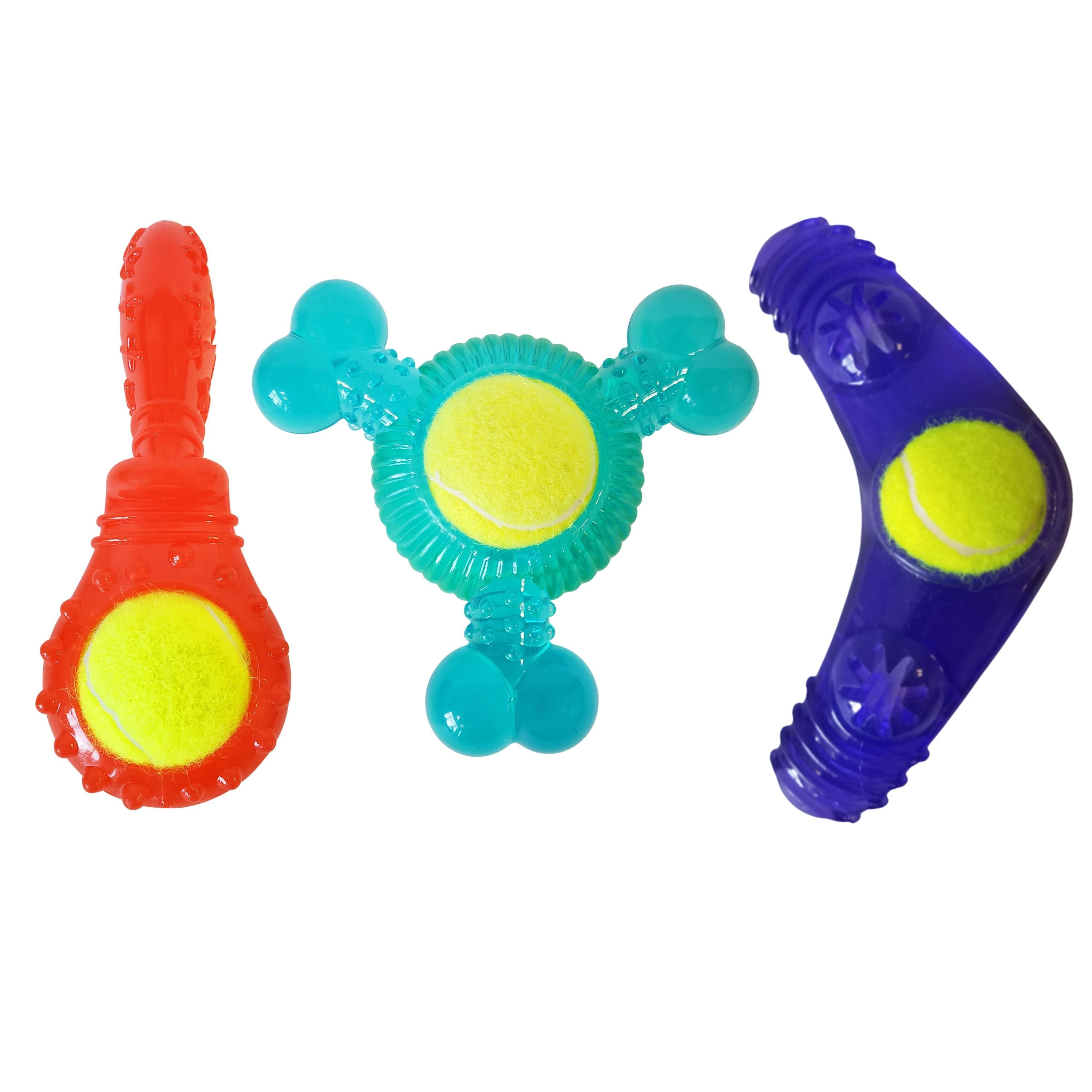 Tennis Ball Dog Toy Variety Pack with Squeaker Toys (3-Pk)