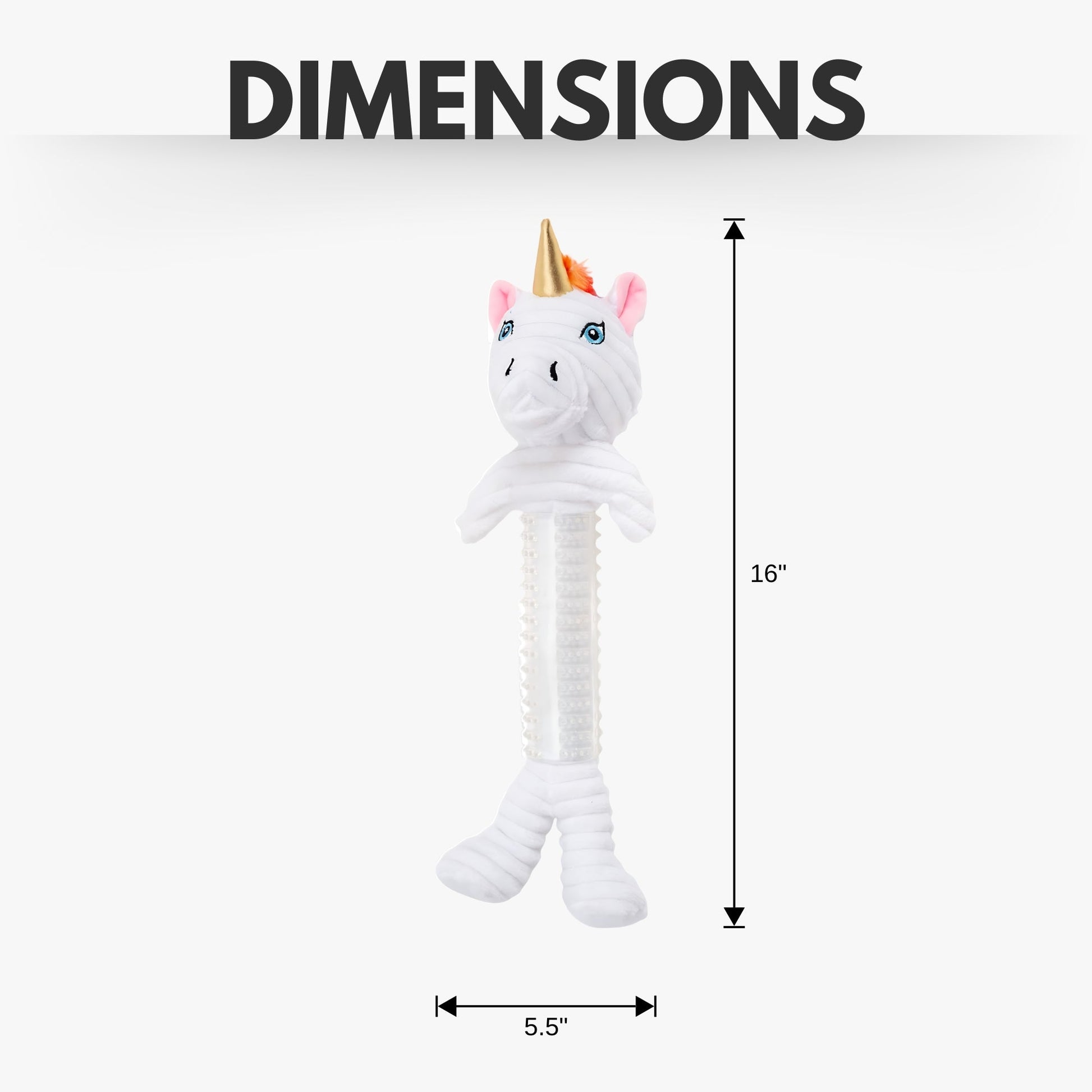 Dog Plush Toy Corduroy Unicorn TPR Rubber Squeaker Crinkle - Detail Angle 5 | Majestic Pet Kingdom