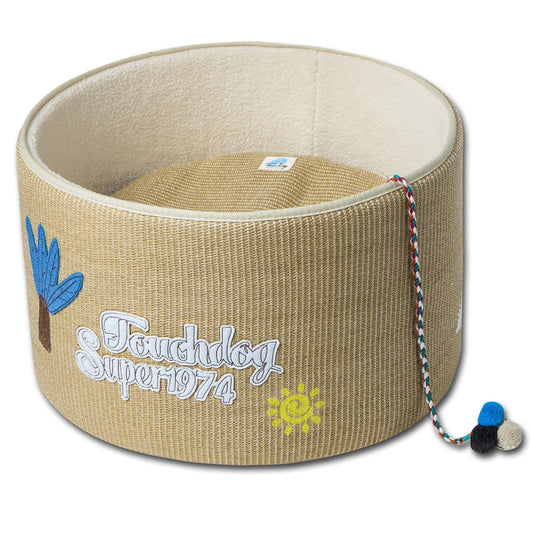 cat-scratching-bed-round-lounge-nest-with-hanging-toy-teaser-luxury-view-1 | Majestic Pet Kingdom