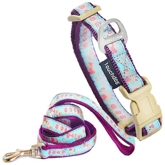 dog-collar-leash-set-avery-pattern-embroidered-walk-luxury-view-1 | Majestic Pet Kingdom