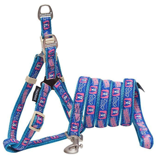 Touchdog 'Bone Patterned' Tough Stitched Dog Harness and Leash - Main Feature View | Majestic Pet Kingdom
