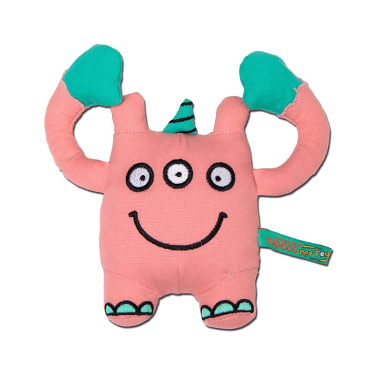 monster-dog-toy-squeaky-cartoon-plush-teething-doll-peach-luxury-view-1 | Majestic Pet Kingdom