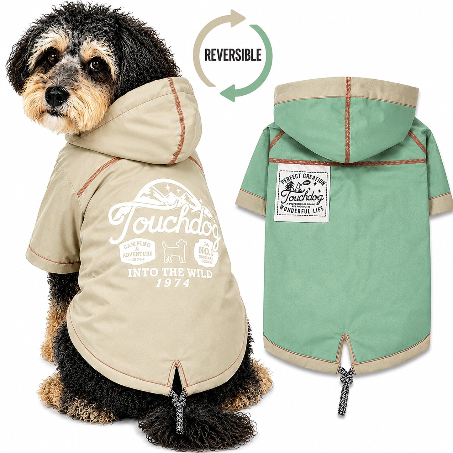 Touchdog 'Cloudburst' Reversible Fashion Waterproof Dog Raincoat