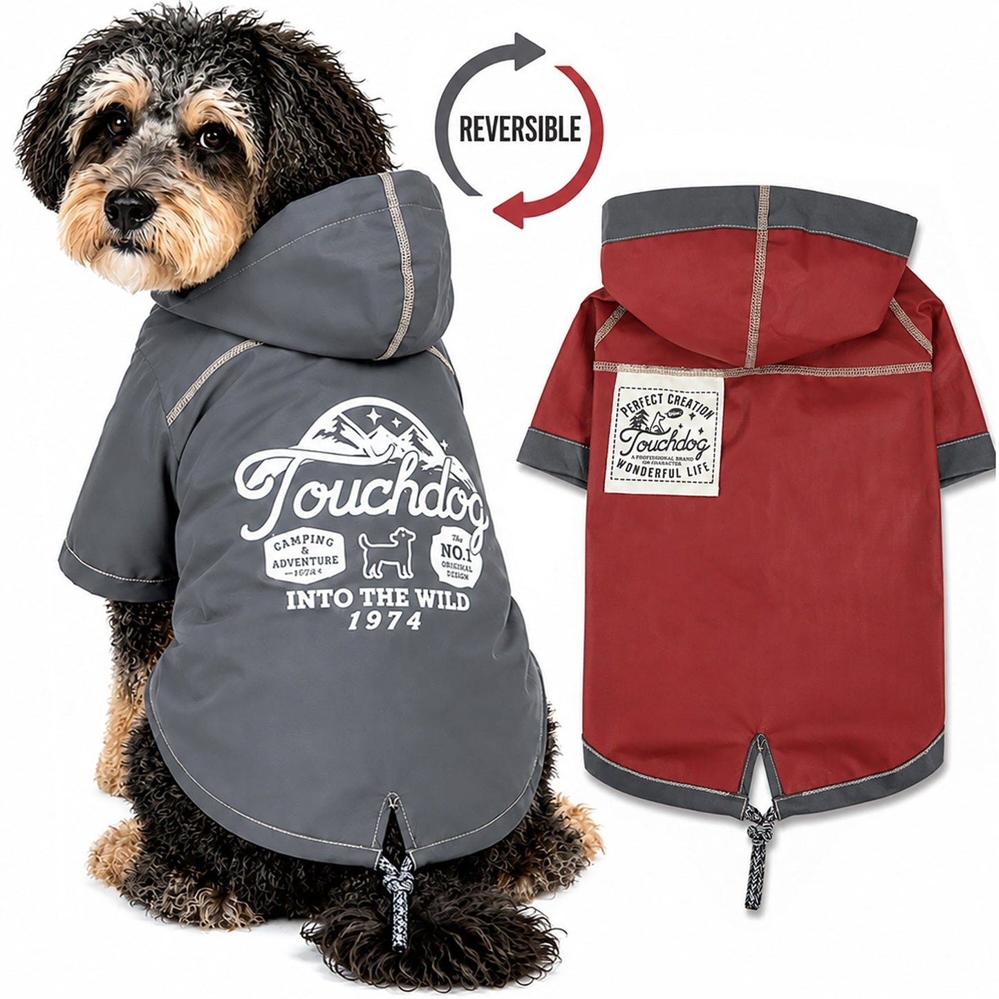 Touchdog 'Cloudburst' Reversible Fashion Waterproof Dog Raincoat