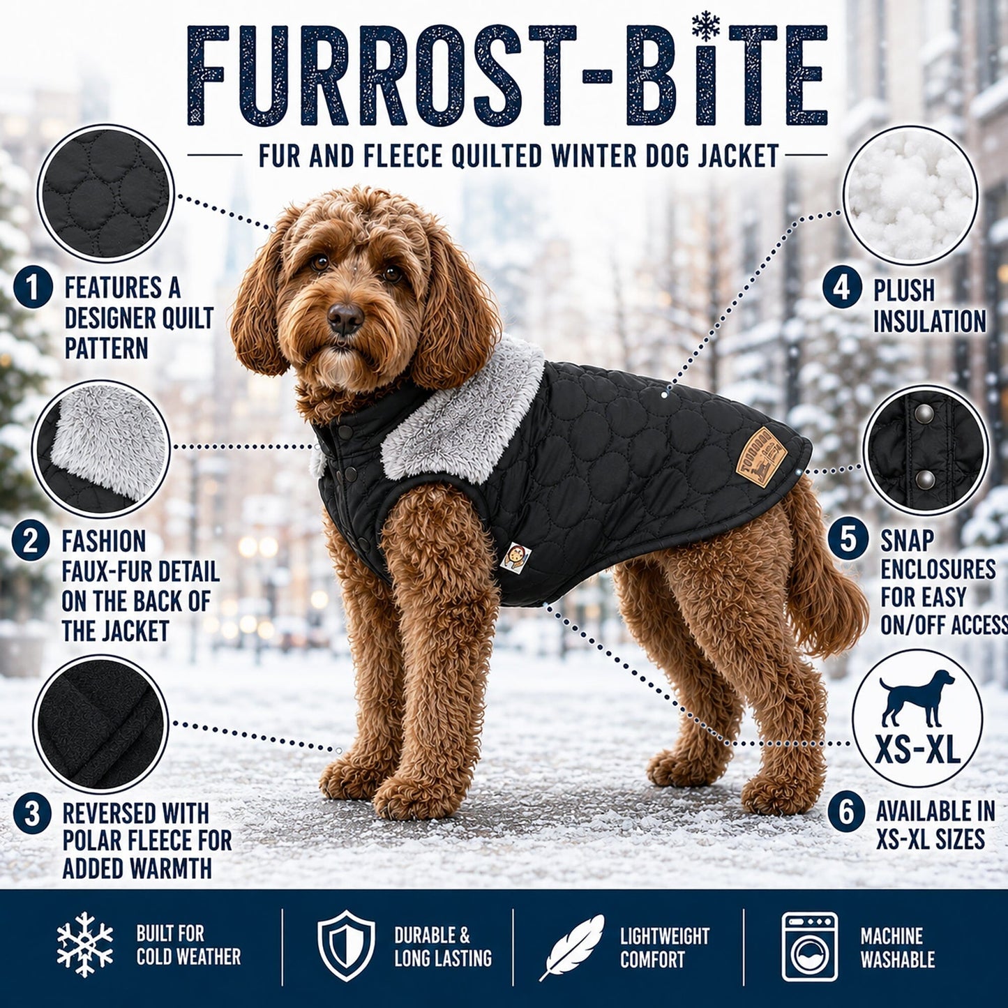 Touchdog 'Furrost-Bite' Fur and Fleece Designer Fashion Dog Jacket