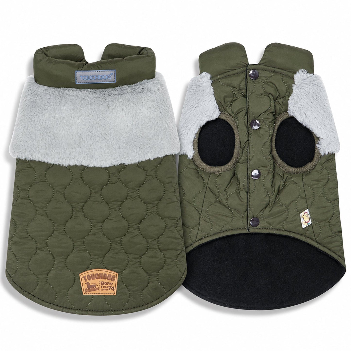 Touchdog 'Furrost-Bite' Fur and Fleece Designer Fashion Dog Jacket