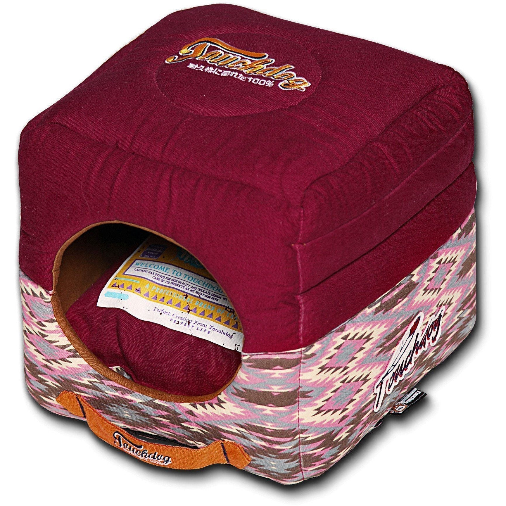Dog Bed Touchdog 70s Vintage-Tribal Collapsible Squared Mat - Main Feature View | Majestic Pet Kingdom