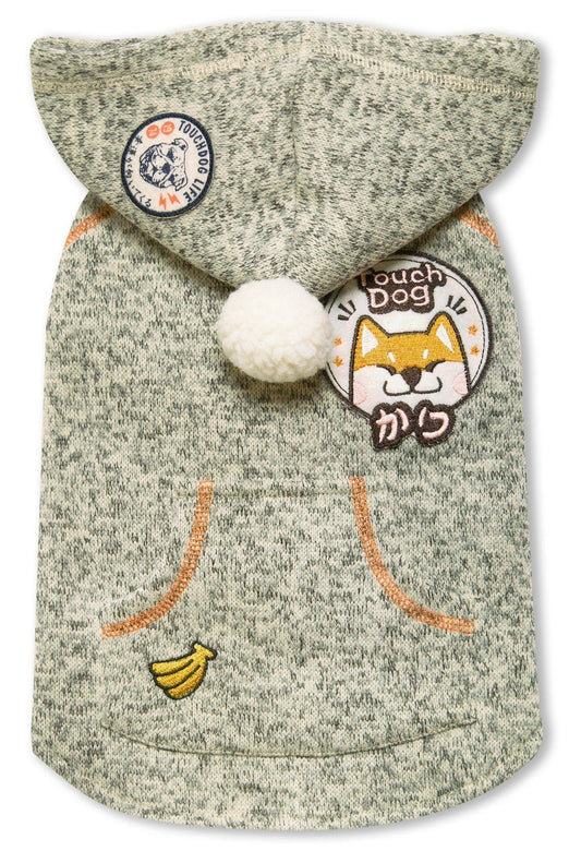 dog-hooded-sweater-sleeveless-pom-pom-knit-pullover-luxury-view-1 | Majestic Pet Kingdom