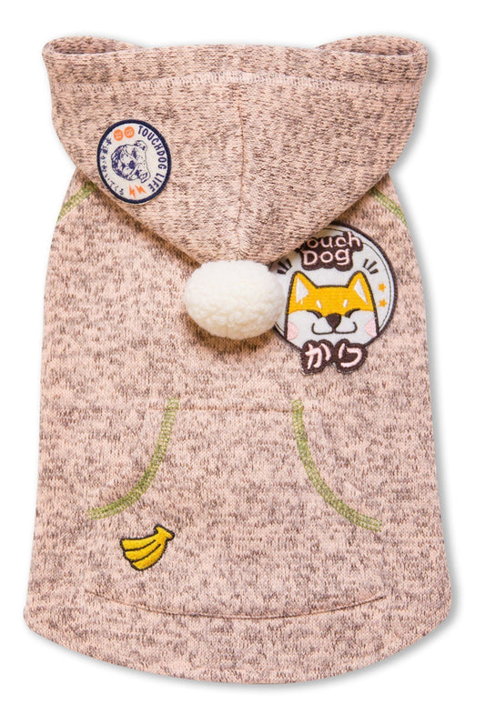 dog-hooded-sweater-sleeveless-pom-pom-knit-pullover-luxury-view-2 | Majestic Pet Kingdom