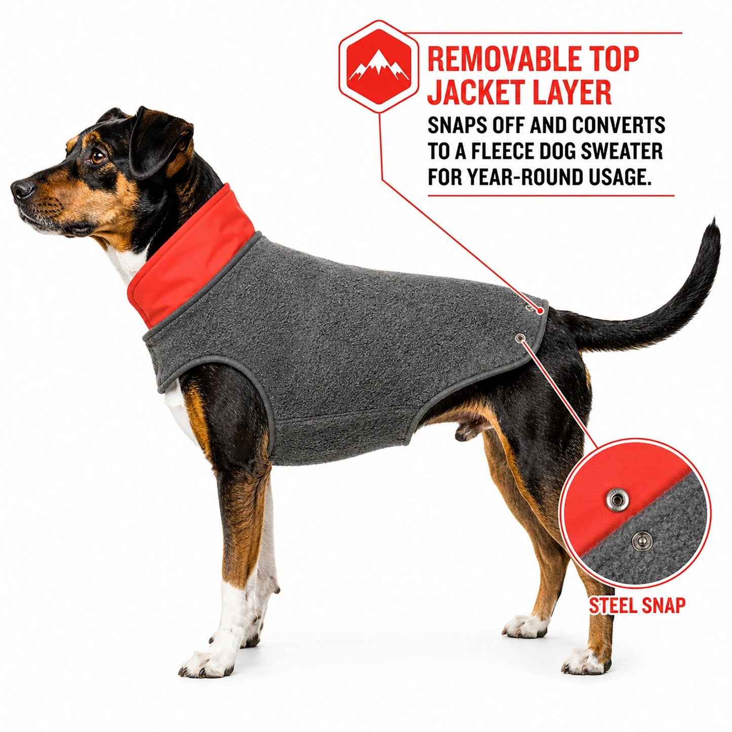 Touchdog ® Lightening-Shield 2-in-1 Dual-Removable-Layered Waterproof Dog Jacket