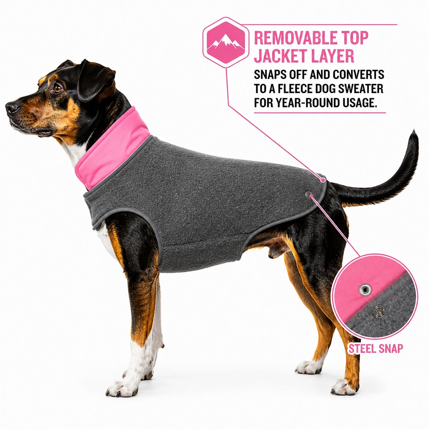 Touchdog ® Lightening-Shield 2-in-1 Dual-Removable-Layered Waterproof Dog Jacket
