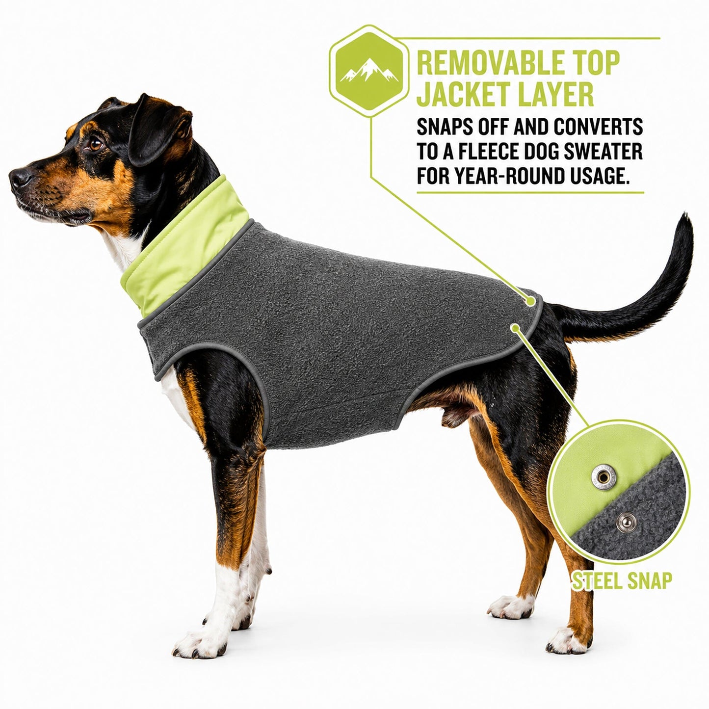 Touchdog ® Lightening-Shield 2-in-1 Dual-Removable-Layered Waterproof Dog Jacket