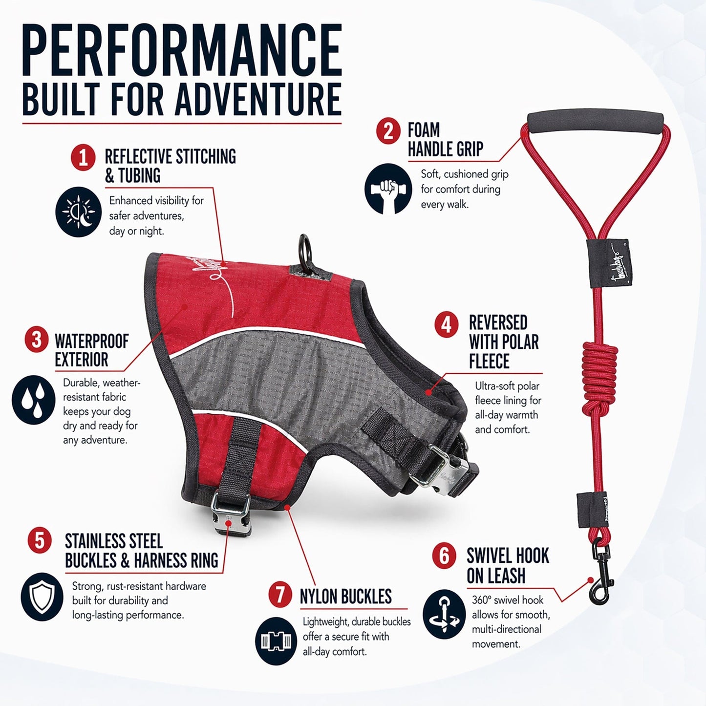 Touchdog ® 'Reflective-Max' 2-in-1 Performance Dog Harness and Leash