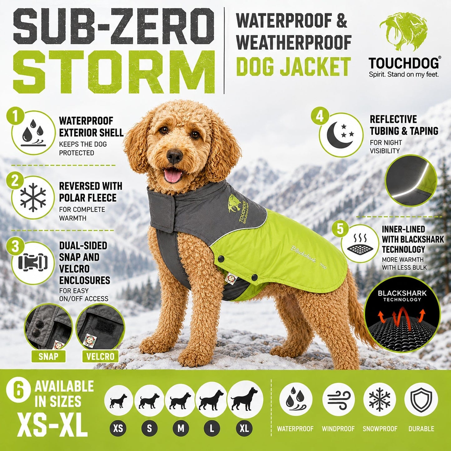 Touchdog ® Subzero-Storm Reflective Year Round Waterproof Dog Coat