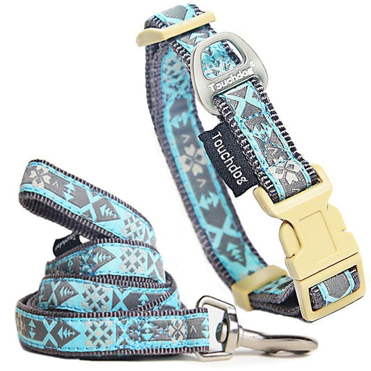 dog-collar-leash-set-geometric-pattern-embroidered-luxury-view-1 | Majestic Pet Kingdom