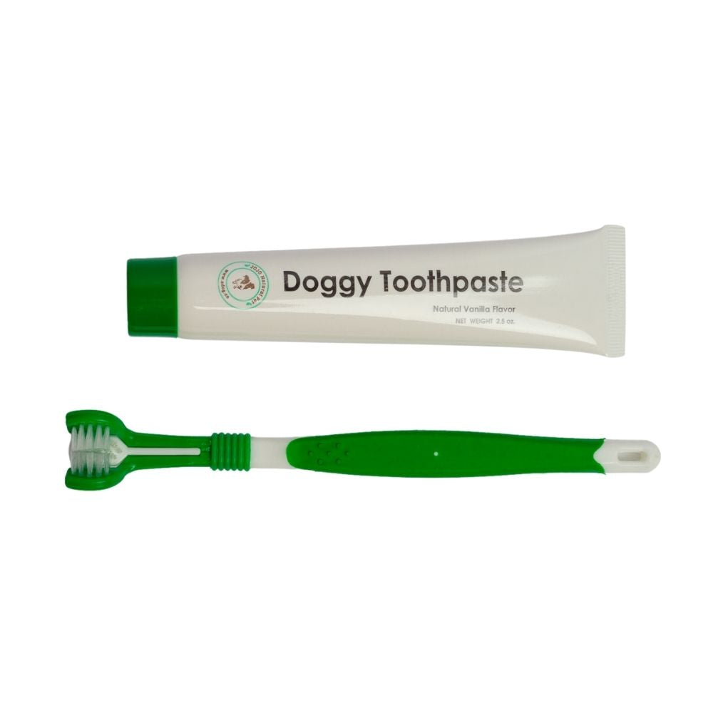 Triple Headed Dog Toothbrush & Natural Toothpaste Kit