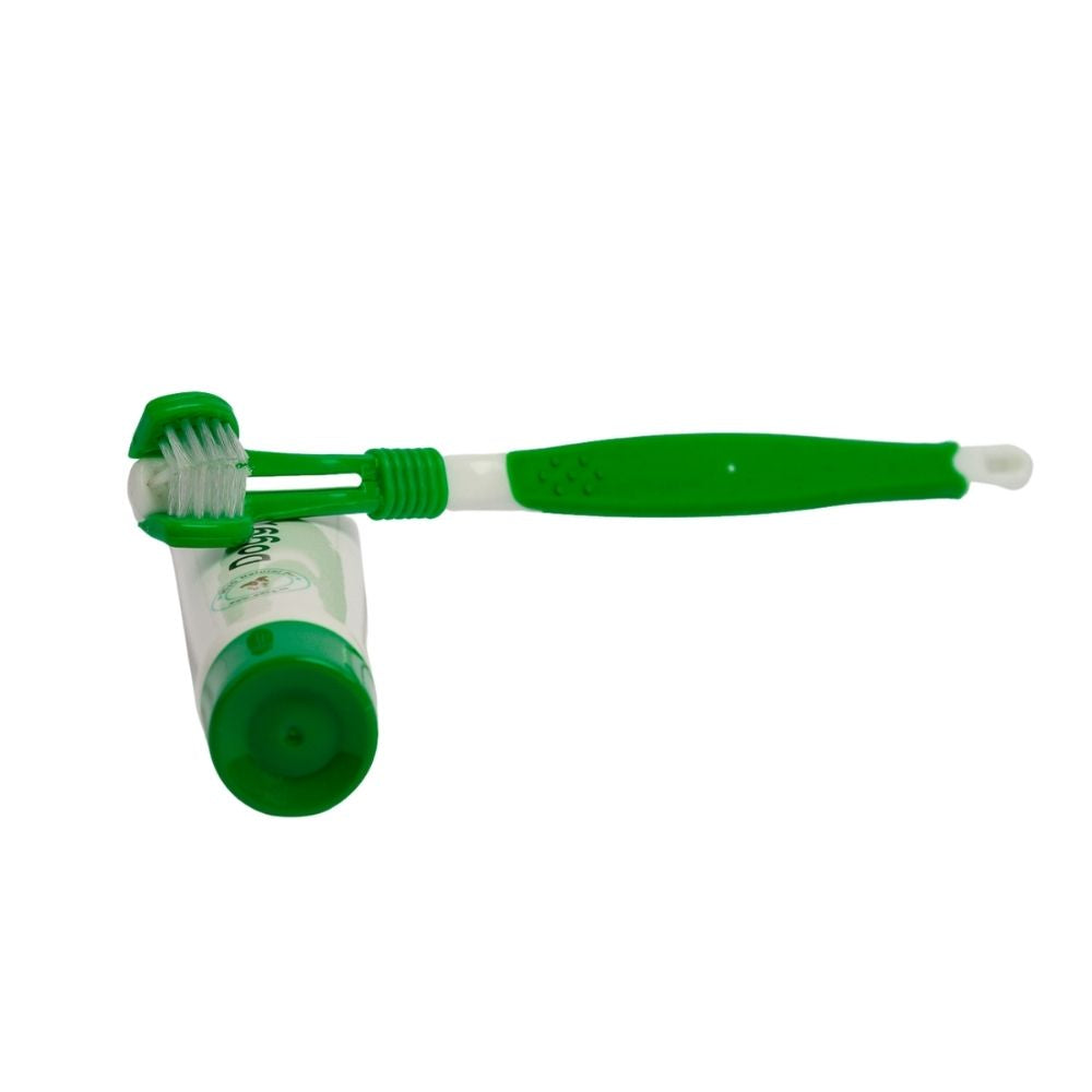 Triple Headed Dog Toothbrush & Natural Toothpaste Kit