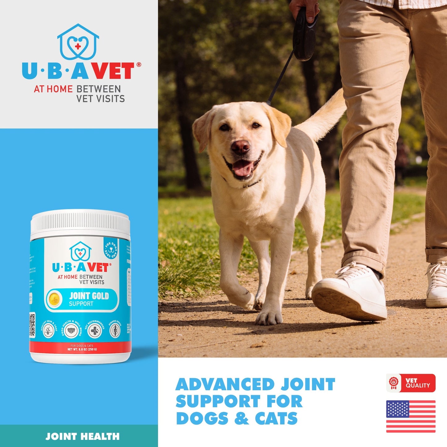 UBAVET Joint Support Gold Powder for Dogs & Cats (8.8 oz)
