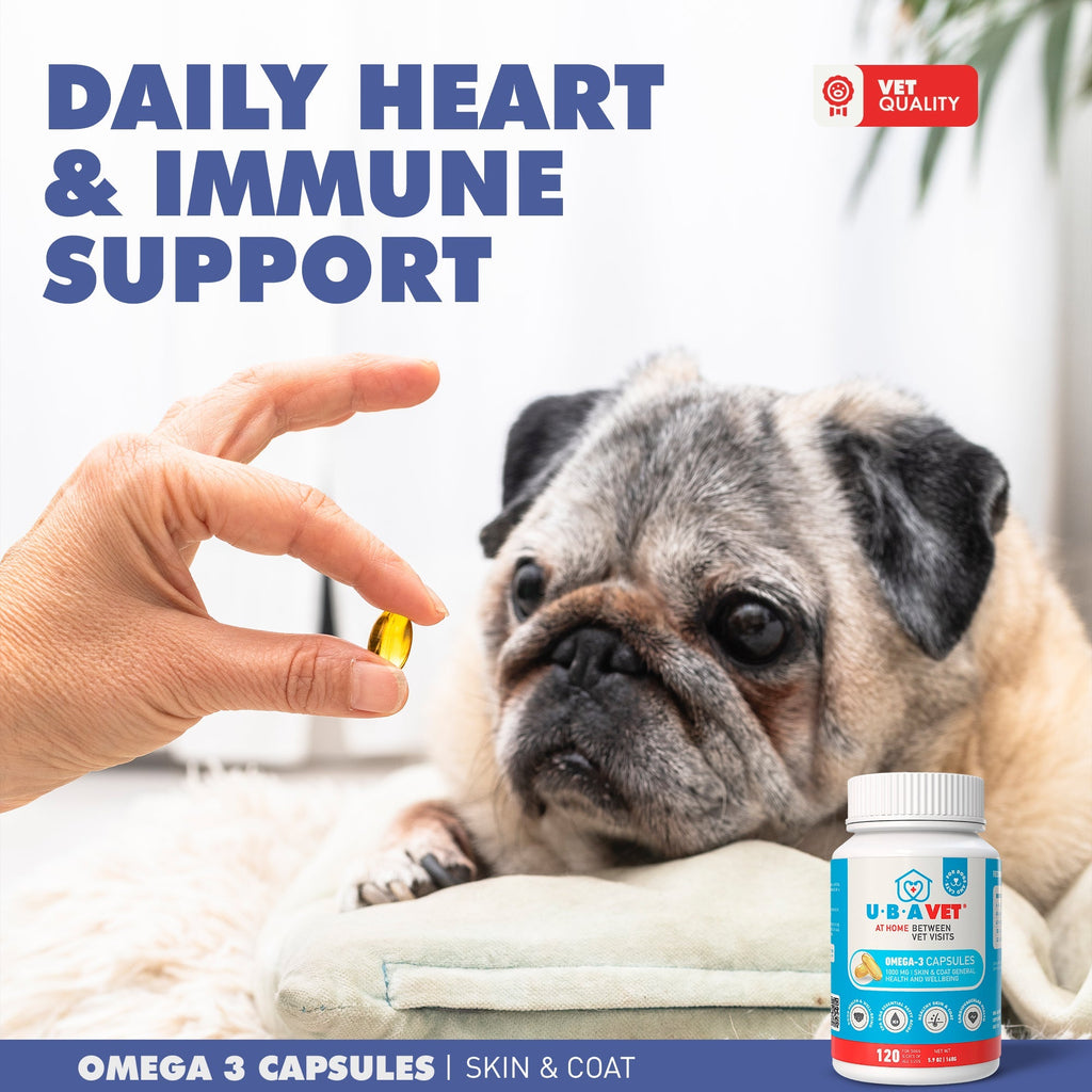 UBAVET Omega-3 1000mg Pet Skin & Coat Capsules (120 ct)