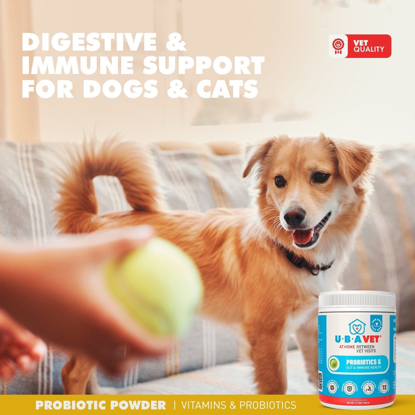 Dog Probiotics Powder UBAVET Gut Health Supplement 5.3 oz