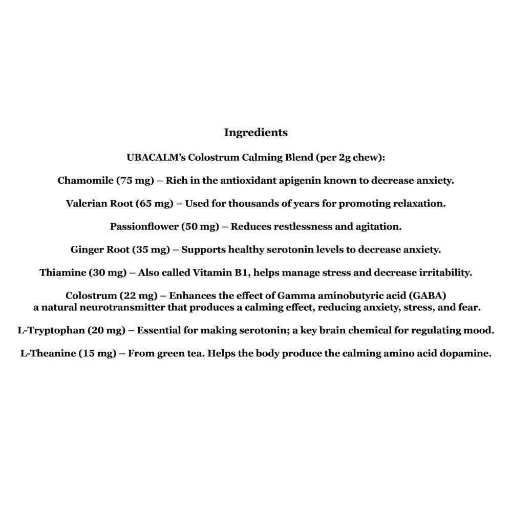 Pet Calming Chews UBAVET UBACALM Stress Relief Soft Treats