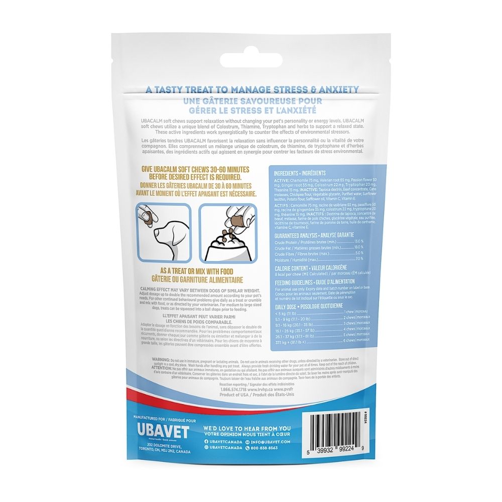 UBAVET UBACALM Calming Chews for Dog & Cat Stress Relief